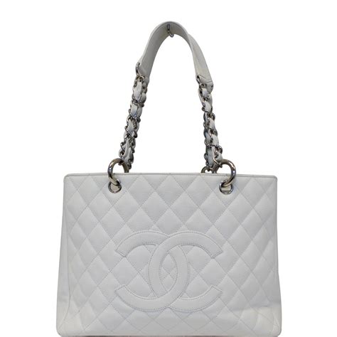 chanel quilted tote white 2019|Chanel caviar shopping tote price.